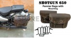 Fit For Royal Enfield Shotgun 650 Rusty Brown Leather Pannier Bags with Mounting - SPAREZO